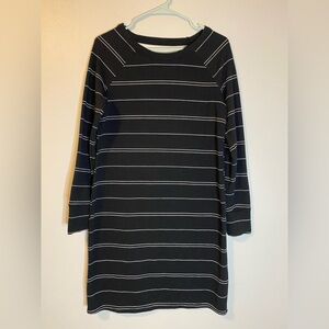 Maurices Black White Stripe Criss-Cross Back Long Sleeve Mini Dress S